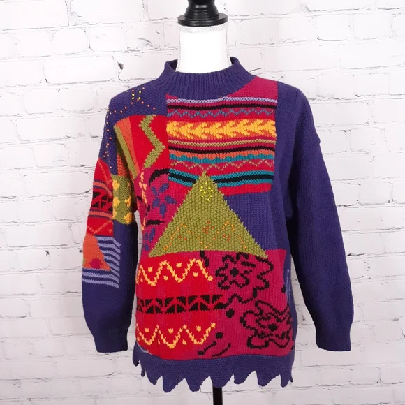 トップス Vintage hand knit multi pattern Vintage | Sweaters | Vintage 9s Hand Knit Multi Texture
